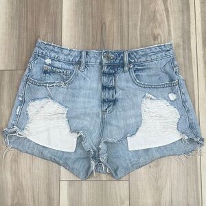 Garage high waisted festival distressed denim shorts size 7